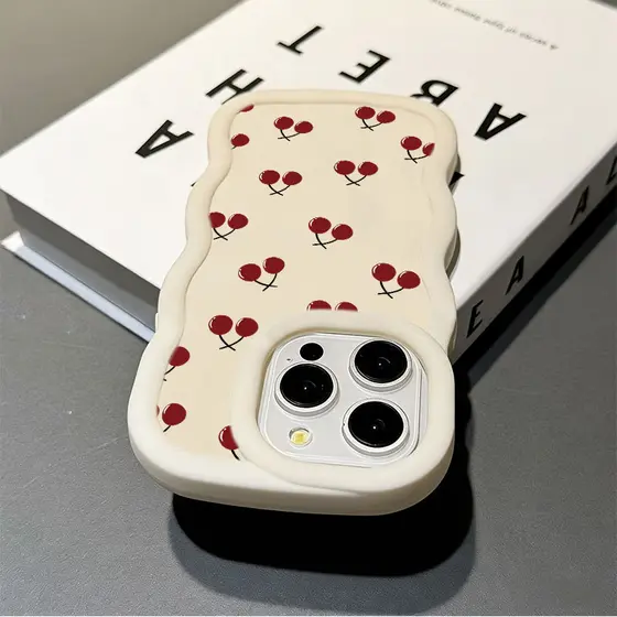 Pequena Cereja Capa Capinha Silicone Anti-impacto Para IPhone 7 8 14 15 16 16E 13 11 12 17 Normal Pro Plus Max Ar Caso D
