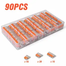 Terminal de conexão rápida 90PCS Conjunto de conector de cabo de 2 3 e 5 canais
