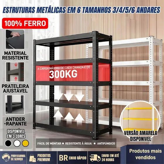 Prateleira de Aço Reforçada Multifuncional Forte Capacidade de Rolamento Armazenamento Mais Conveniente