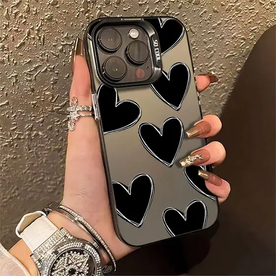 Coração Preto Capinha Para Samsung Galaxy A15 A32 A06 A12 A13 A14 A16 A23 A36 A52 S20 S21 S23 S24 FE ULTRA 4G 5G Silicon