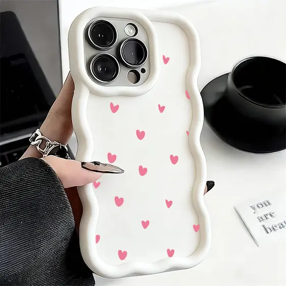 Rosa Amor Coração Capa Capinha Silicone Anti-impacto Para IPhone 7 8 14 15 16 16E 13 11 12 17 Normal Pro Plus Max Caso D