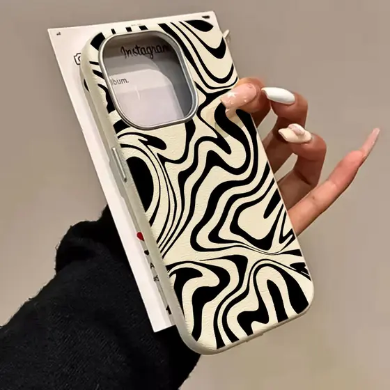 Zebra Listras Capinha Capa Coruro Para IPhone 13 11 12 16 15 14 Normal Plus Pro Max Caso De Telefone De Couro Falso