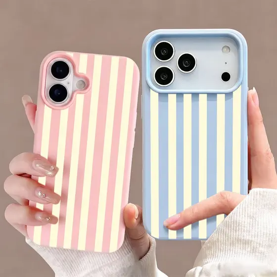 Capa De Telefone 2 Em 1 Com Listras Brancas Para IPhone 17 Pro Max 13 11 15 14 12 Normal 16 16e Air Capinha