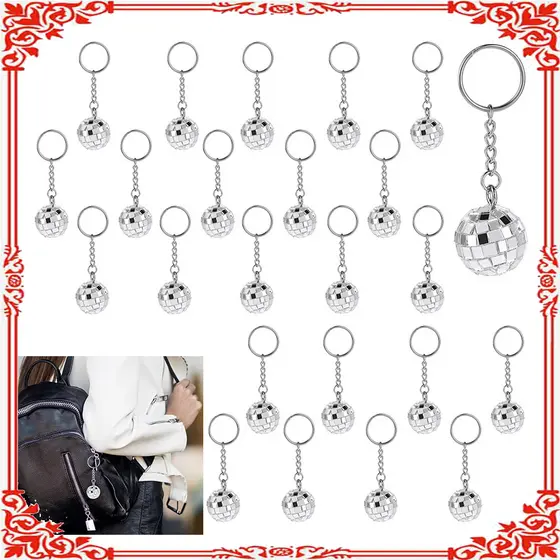 Conjunto de 24 peças: Chaveiro com esfera espelhada Party Disco Ball