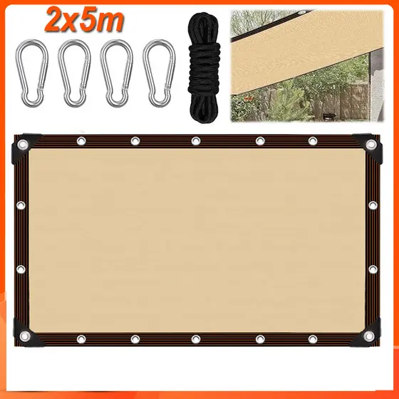 Tela Sombreamento Cobertura Garagem Piscina Toldo Shade Pergolado Tenda Lona 2×5m Flexível e Permeável à Água e Ar bege