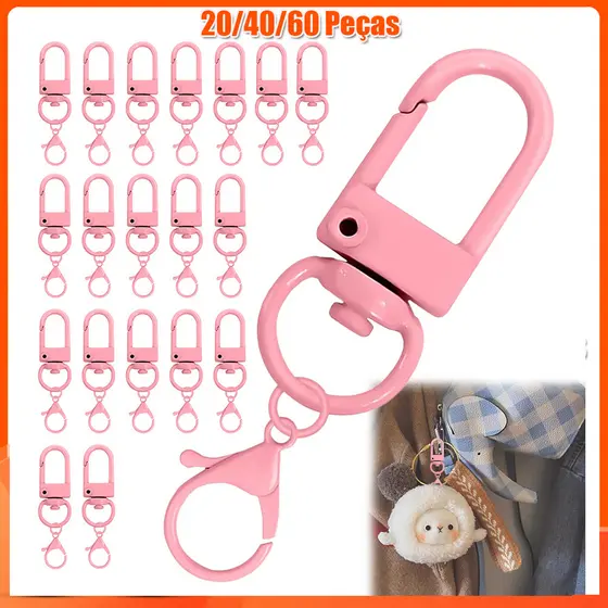 20/40/60 peças  Argola para chaveiro de ganchos de chaveiro de faça você mesmo chaveiro joias acessórios de fivela Rosa