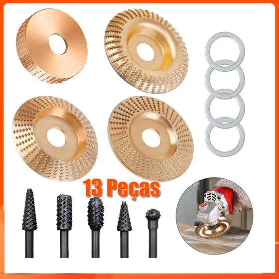Jogo 13 disco rebolo 22mm desbaste entalhe madeira esmerilhadeira corte moldura