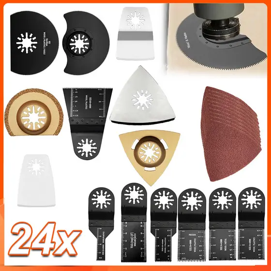 Kit 24 peças Adaptador Lâmina Corte Oscilante Rebarbadora Esmerilhadeira