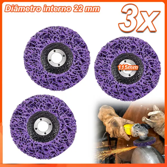 3 peças Discos De Limpeza Flap Polidor Removedor De Verniz E Tinta 115mm