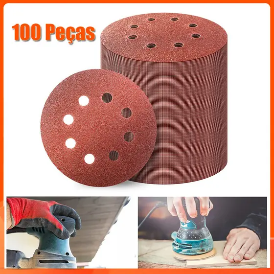 Kit 100x Disco De Lixa Velcro Lixadeira Roto Orbital