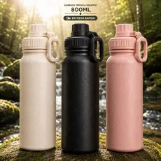 Garrafa Térmica 800ml Isolada A Vácuo Squeeze Aço Inox 304 C/ Alça e Coador Água Gelada