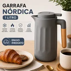 Garrafa Térmica Nórdica 1 Litro Café Chá Cabo de Madeira