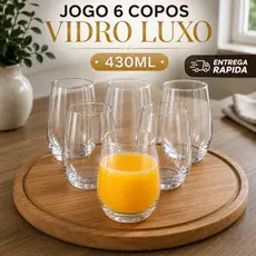 Jogo 6 Copos Vidro Long Drink 430ml Água Suco Drink Bar Resistente