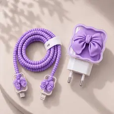 Protetor para Fonte USB Tipo C com Capa, Espiral e Protetores de Ponta