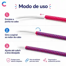 Espiral Organizador de Fios 1,64m para Carregador e Fone com Fio