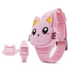 Relógio Infantil Coelho Gato Fofo Desenho Animado LED Relógio Eletrônico Meninos Meninas Pulseira de Silicone Brinquedos