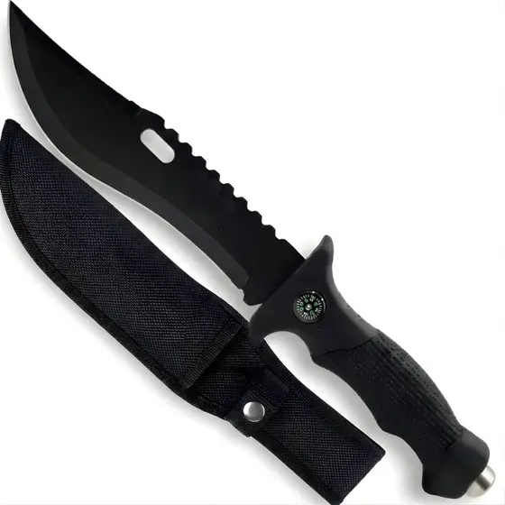 Faca Esportiva com Bússola Integrada e Bainha Ideal para Camping Pesca Caça Trilhas Churrasco