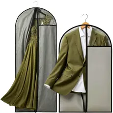 Capa Protetora de Roupa Vestido Terno Jaqueta TNT Zíper Antimofo Organizador Festa Proteção Closet