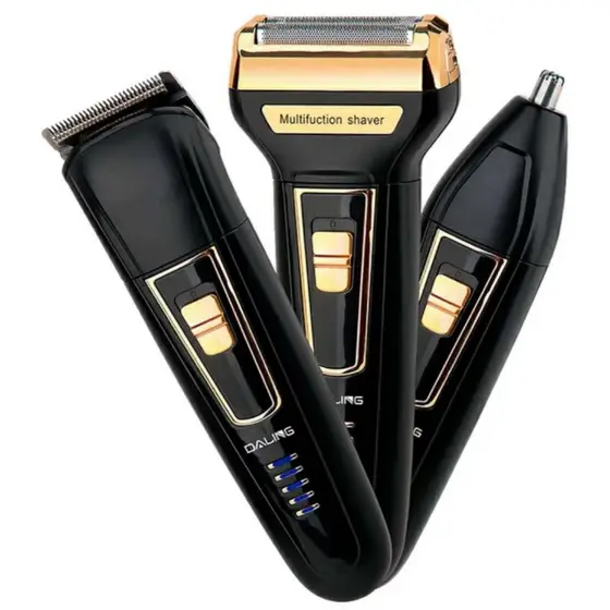 Kit de Grooming 3 em 1: Barbeador, Aparador de Cabelo e Nariz - Recarregável!