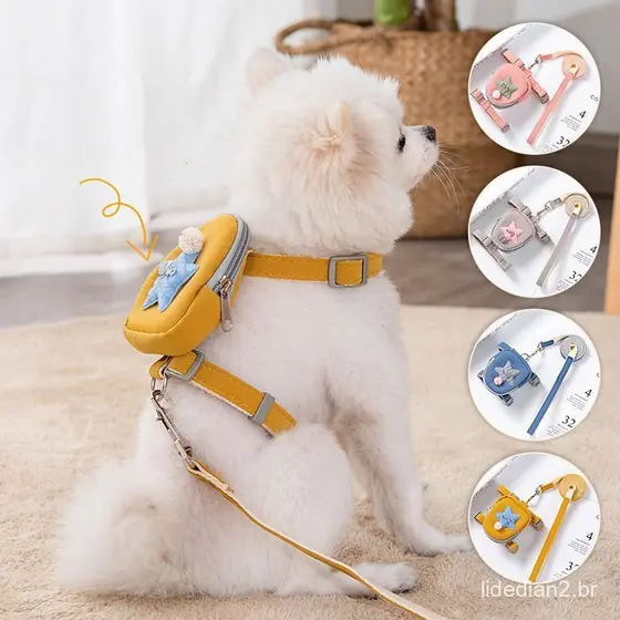 Pequeno e Médio Porte | Mochila Integrada, Controle de Puxão | Alças Refletivas e Ajustáveis