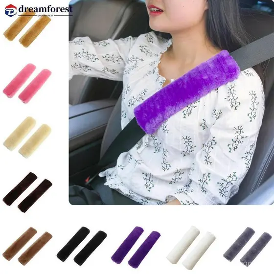 DREAMFOREST 2 Pçs Cinto De Segurança Do Carro Almofada Ombro Confortável Condução Veículo Macio Pelúcia Auto E7W9