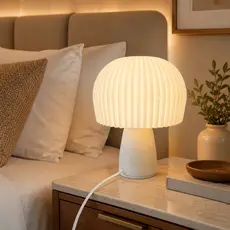 Luminária Abajur Cogumelo Plissada - Iluminação Aconchegante e Design Moderno Quarto Sala Escritório