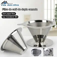 Café Filtro Coador Inox 304 Extra Reutilizável GRANDE GRANDE 12.3*9 cm Não precisa de papel