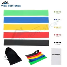 Kit 5 Faixa Elástica de Resistência Mini Band para Treino Yoga Pilates Treino Academia Musculação
