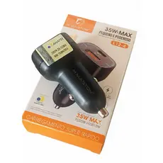 Carregador Veicular 35W Com USB-C PD 20W E USB 15W Compacto