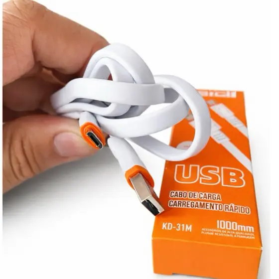 Cabo USB para Micro USB KAIDI KD-31M 1 Metro – Carregamento Rápido e Alta Durabilidade