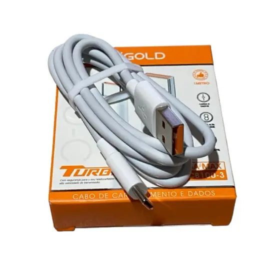 Cabo Carregador Tipo-C Turbo 6A CB100-3 Carga Rápida 1M Transferência de Dados A'Gold