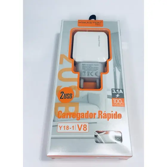 Carrega dor Ultra rapido Turbo Com 2 USB Original H´maston Compativel Com J1/J2/J3/J4/J5/Moto G1/G2/G3/G4