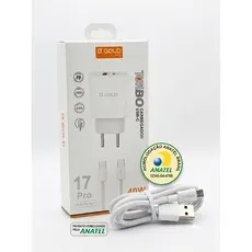 Carregador Ultra Rápido 40W USB-C Compatível Com iPhone A'Gold + 2 Cabos De Brinde