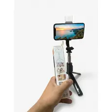 Tripé de Selfie Portátil com Tripé e Controle Remoto - Preto, Dobrável, 360° Rotação