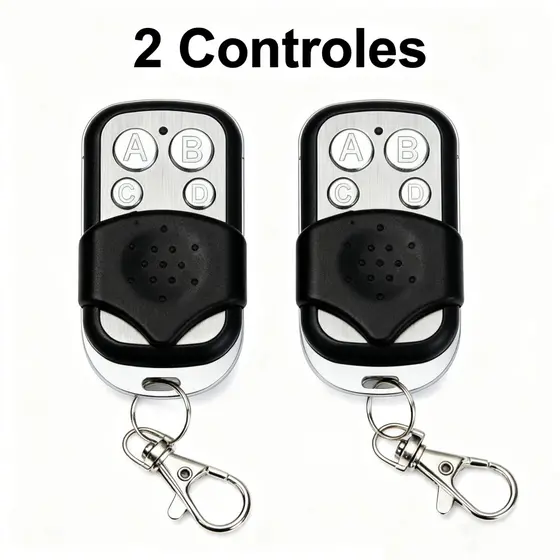 Controle Remoto Substituição Universal 4 Botões 433 MHz Com Chaveiro Para Portão Elétrico Garagem E Cancela Automática