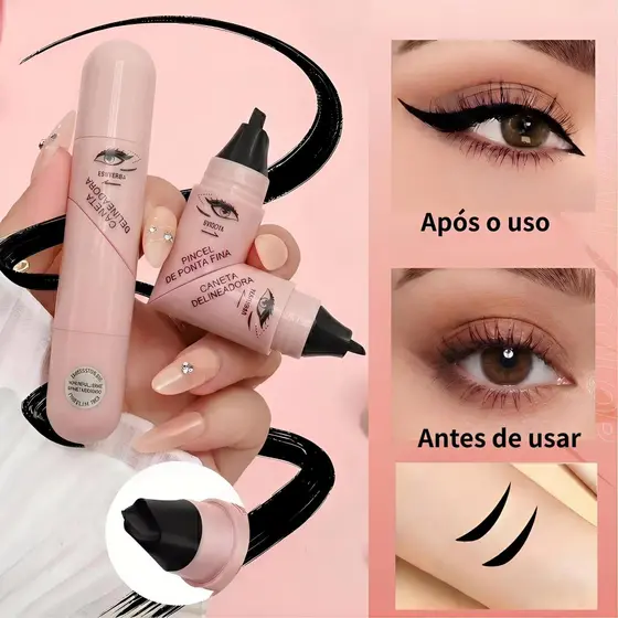 Toque Special Caneta Delineadora Carimbo Ponta Dupla | Delineado Gatinho Perfeito em Segundos | À Prova D’Água e Longa D