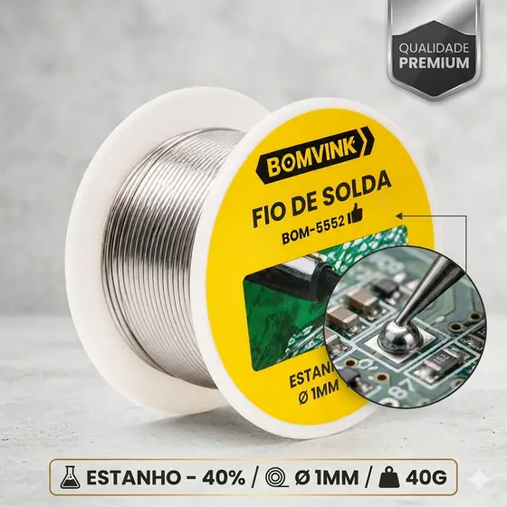 Fio Estanho De Solda 1mm 40g Com Fluxo Breu Para Eletrônica Kit 1 Ou 4 Pçs