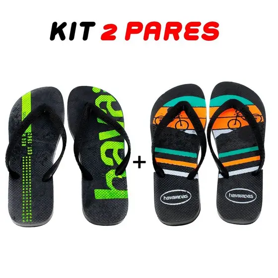 Kit 2 Chinelos Masculino e Juvenil 33 ao 44 Estampas Variadas