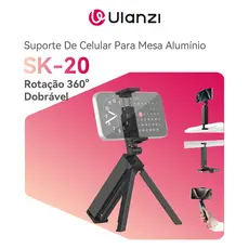 ULANZI SK-20 Suporte De Celular Mesa Alumínio Rotação 360° Dobrável E Portátil Para iPhone