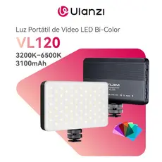 ULANZI VIJIM VL120 Luz LED Bicolor 3200K–6500K, CRI 95+, Bateria 3100mAh, USB-C para Foto e Vídeo