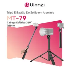 ULANZI MT-79 Tripé Extensível em Alumínio, 206cm com Cabeça Esférica 360° e Rosca 1/4"