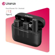 ULANZI J12 Microfone De Lapela Wireless Type-C/Lightning Com Case De Carregamento Para Vídeo e Vlog