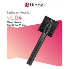 Ulanzi VL04 Bastão Clipmate 114cm Engate Rápido p/ Alça Mochila 160g Giro 360 Graus p/ Trilha e Vlog