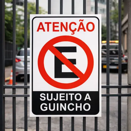 Placa Atenção Sujeito a Guincho 30x20 Placa Sinalização
