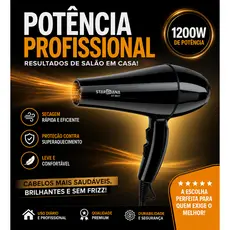 Secador De Cabelo Profissional 1200W 110/220V Turbo 2 Velocidades