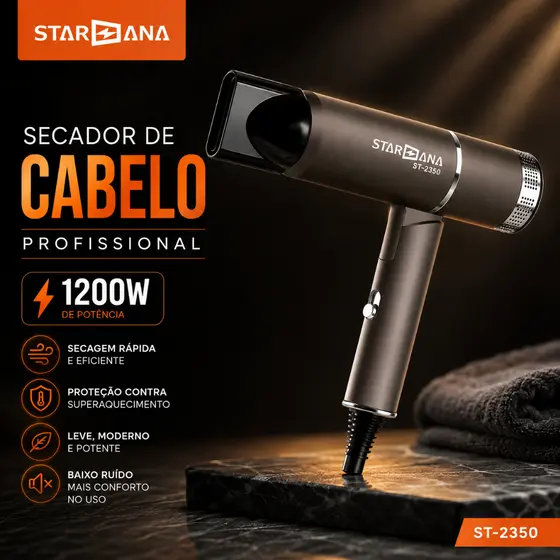 Secador de Cabelo Profissional 1200W STARANA ST-2350 127V/227V Portátil