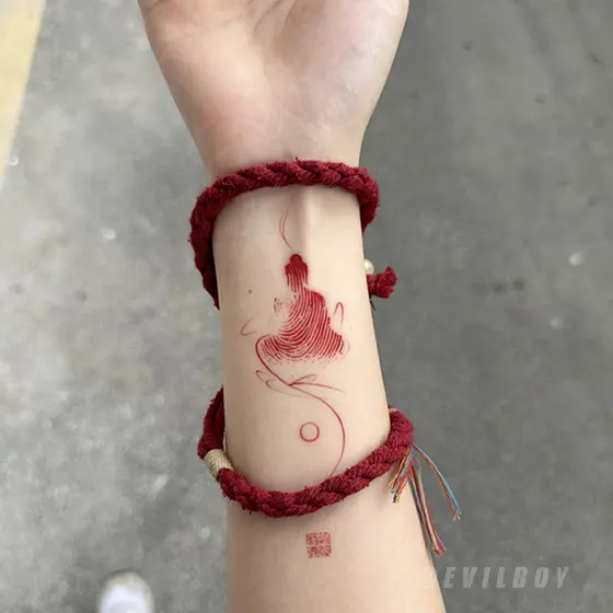 [Novo produto] Selo de meditação estilo chinês Zen linha de impressão digital adesivos de tatuagem literário Zen masculi