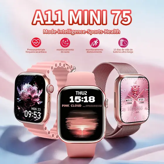 Relógio Inteligente A11 MINI Smartwatch Feminino, À prova d'água, NFC, Monitor de Saúde, Presente para Mulheres