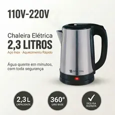 Chaleira Elétrica Inox 2 Litros Bivolt 110 v 220 v para Café Chá Aquecimento Rápido