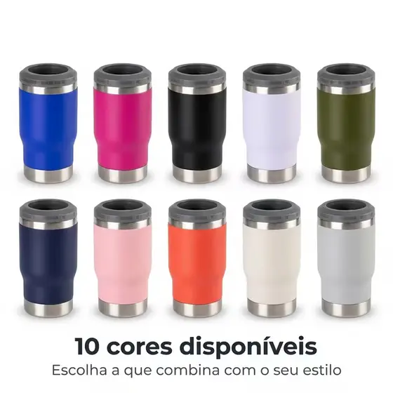 Copo Térmico Inox 5 em 1 450ml Porta Lata Long Neck com Abridor Parede Dupla Vácuo Gelado